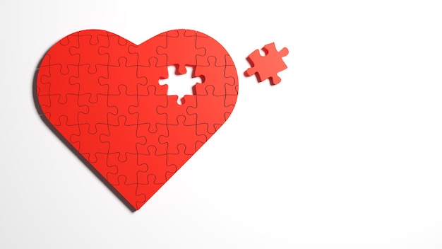 Puzzle cuore rosso incompiuto