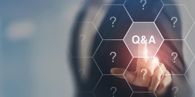 q and a an abbreviation on smart background chatbot technology concept artificial intelligence ai applications and innovation frequently asked questions in websites social networks business