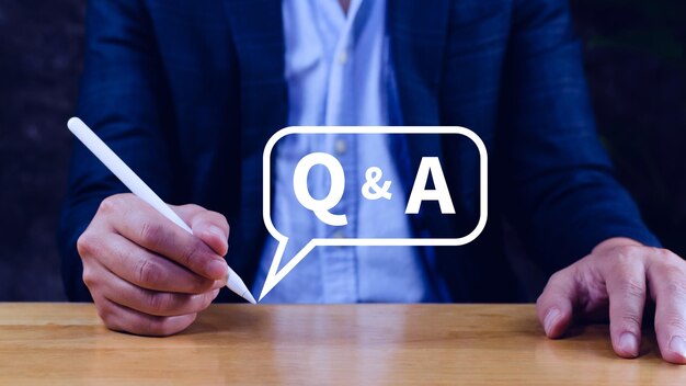 Q and A questions and answers symbol FAQ frequency asked questions Answer Question Ask Information Communication and Brainstorming Concepts