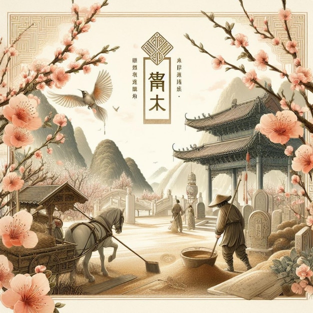 Qingming Festival Celebrating Post per l'evento cinese