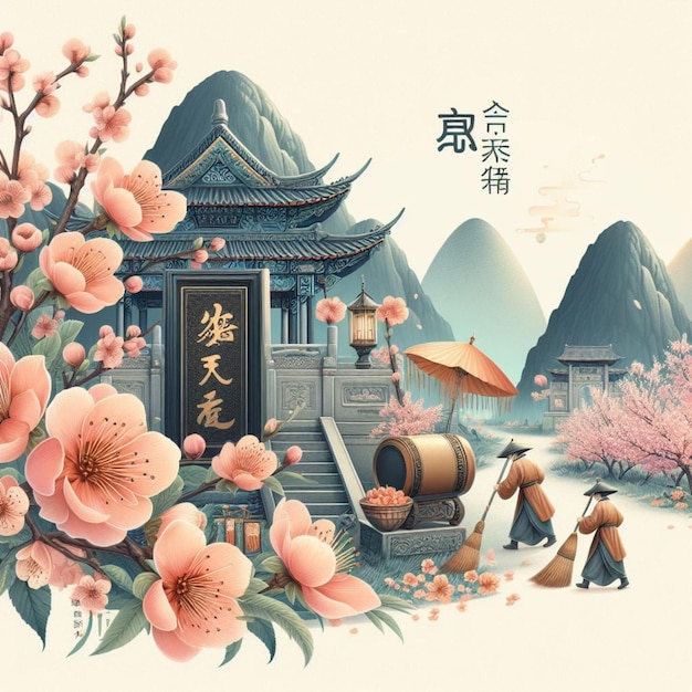 Qingming Festival Celebrating Post per l'evento cinese