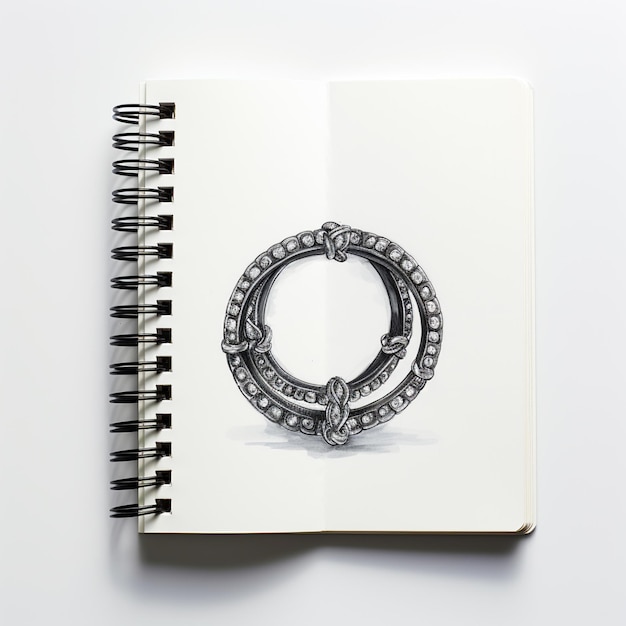 Quaderno ad anello nero su sfondo bianco