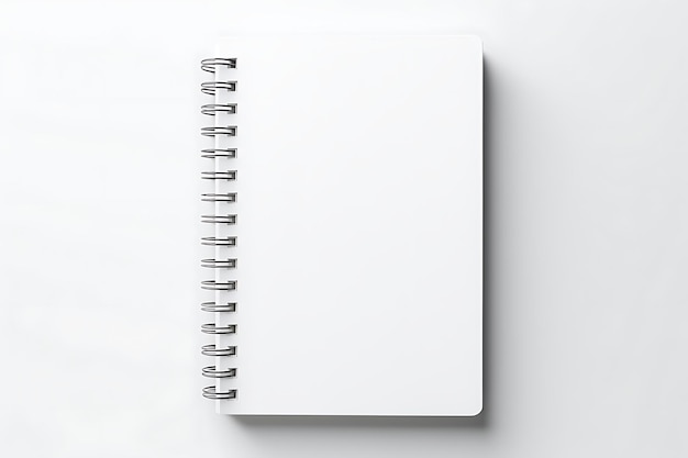 Quaderno bianco su sfondo bianco