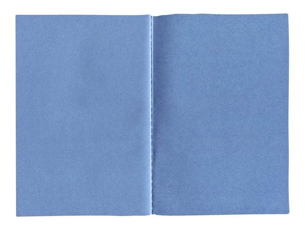 Quaderno di carta blu isolato su sfondo bianco