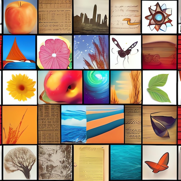 Quadrati che fanno un collage artistico Collage multimediale misto