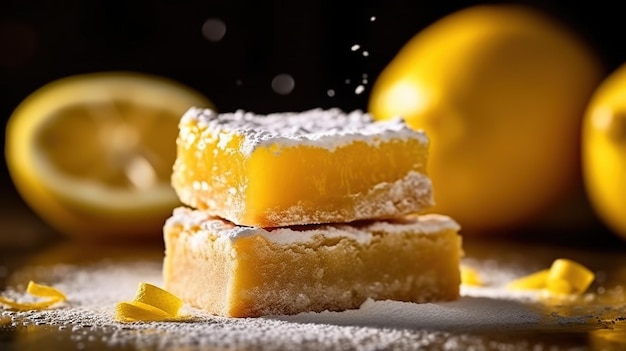 Quadrati dorati di pane di mais conditi con burro o miele IA generativa