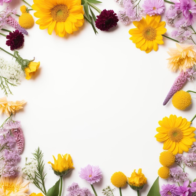 Quadro a fiamme di fiori con margherite, girasoli e crisantemi