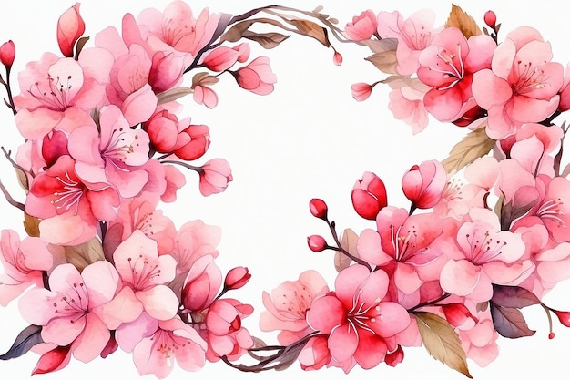 Quadro con i fiori di ciliegio Illustrazione ad acquerello