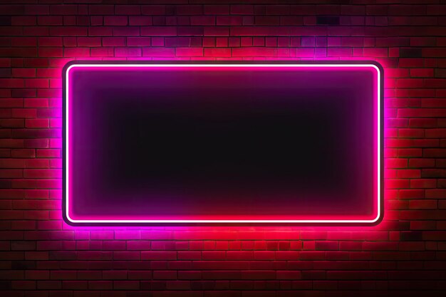 Quadro con luci al neon sulla parete di mattoni