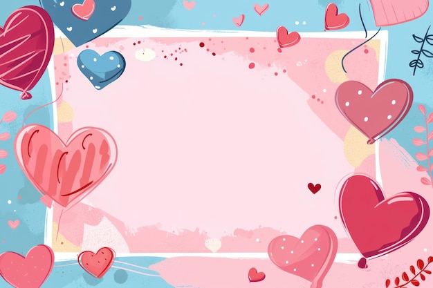 Quadro concettuale disegnato a mano per il giorno di San Valentino con sfondo di cuore e fiore