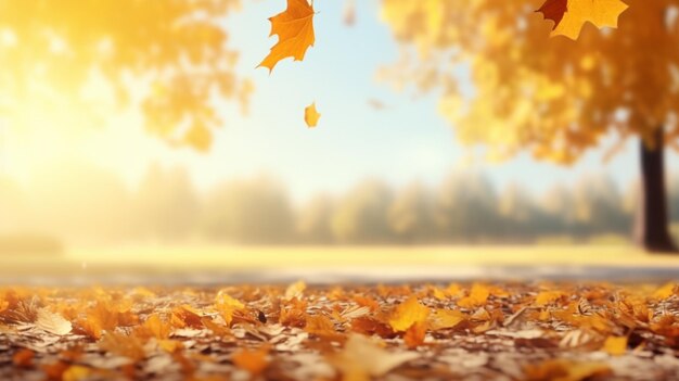 Quadro di foglie d'acero in una scena naturale di autunno soleggiato