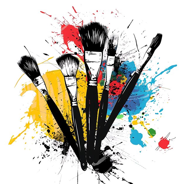 Quadro di palette artistica d'arte popolare con disegno di spruzzo di vernice e tatuaggio di contorno di Bru CNC Die Cut