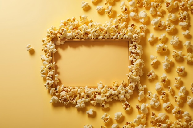 Quadro di popcorn su uno sfondo giallo