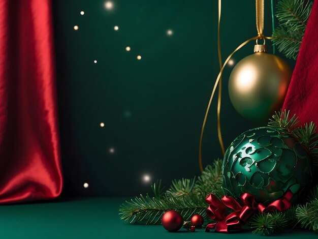 Quadro di sfondo di Natale verde con spazio di copia Sfondi di Natale con una grande campana jingle