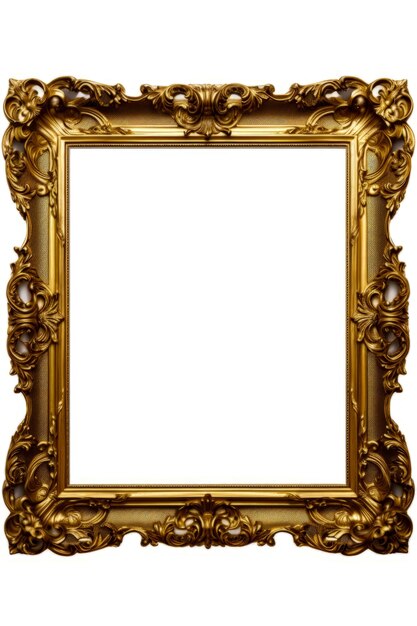 Quadro dorato con sfondo bianco per immagine o immagine IA generativa