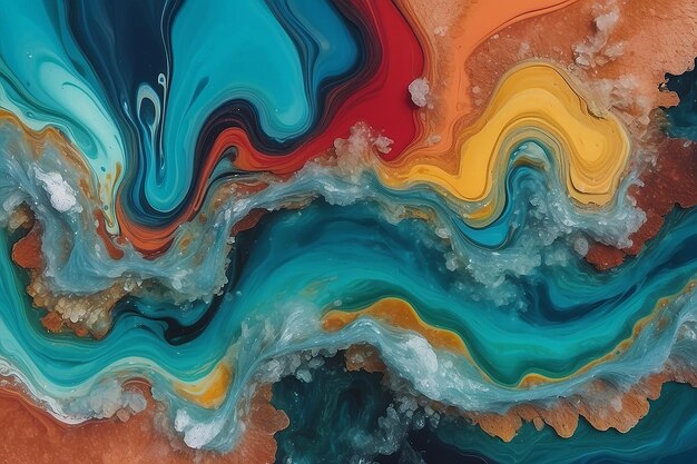 Quadro pieno di miscela astratta di colori diversi con acqua limpida