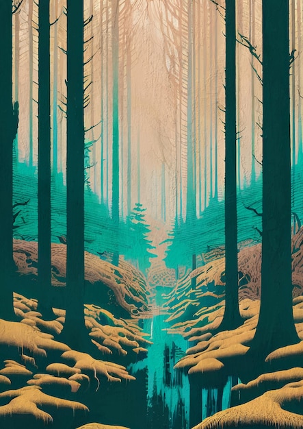 Quadro su tela stampabile foresta magica