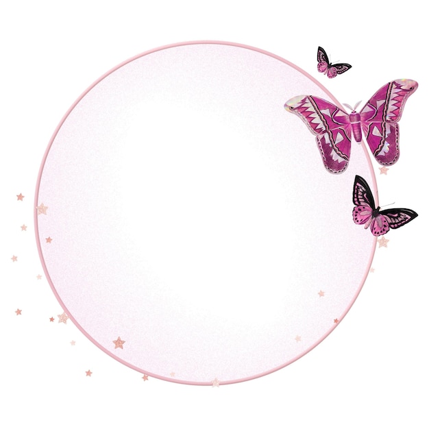 Quadro trasparente Png in rosa con farfalle