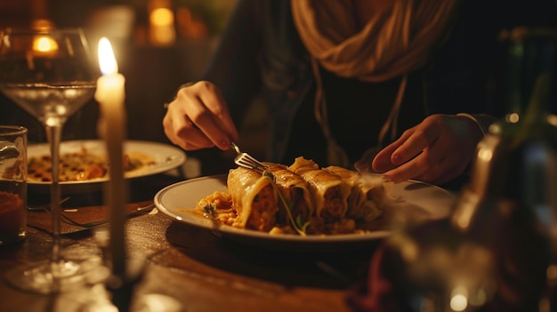 qualcuno che mangia un Tamale messicano