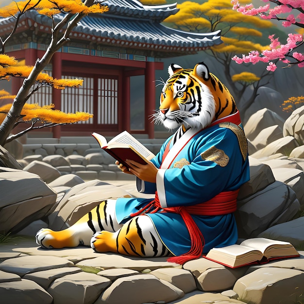 Quando la tigre leggeva ancora un libro, il paesaggio coreano era veramente affascinante.