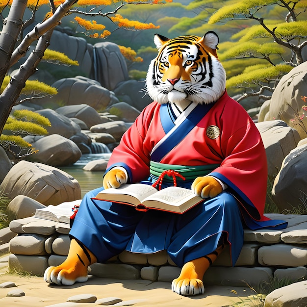 Quando la tigre leggeva ancora un libro, il paesaggio coreano era veramente affascinante.