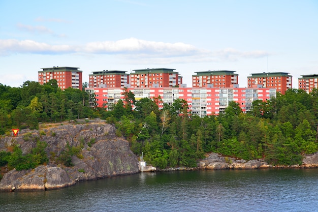 Quartiere residenziale in riva al mare a Stoccolma, Svezia