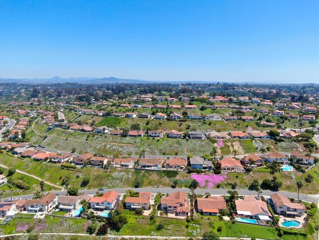 Quartiere suburbano di San Diego con vista aerea