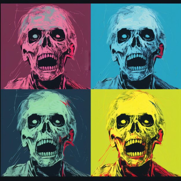 Quattro ritratti in stile Andy Warhol di Zombie Pop Art