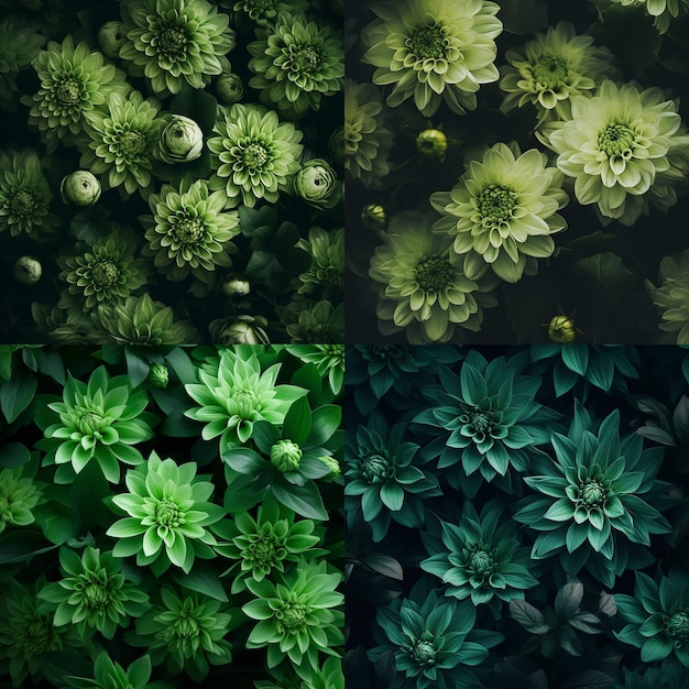 quattro tipi di immagini di sfondo di fiori verdi