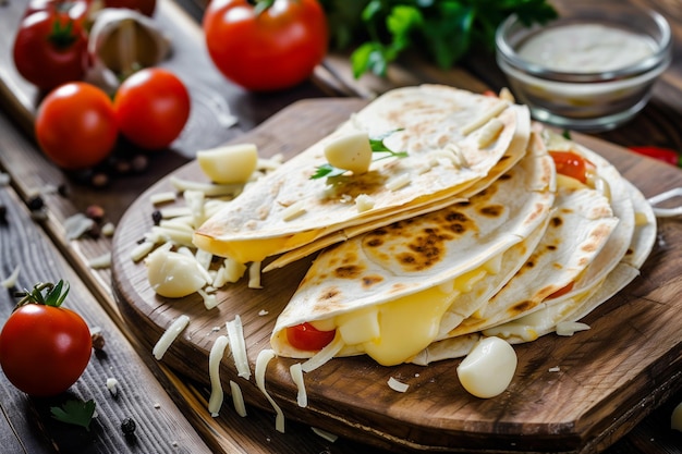 Quesadilla al formaggio perfettamente catturata Foto studio