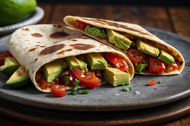 Quesadilla con fette di avocado