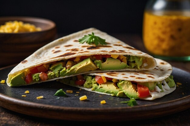 Quesadilla con fette di avocado