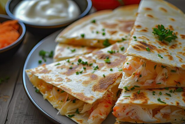 Quesadilla di frutti di mare con granchio e formaggio a crema