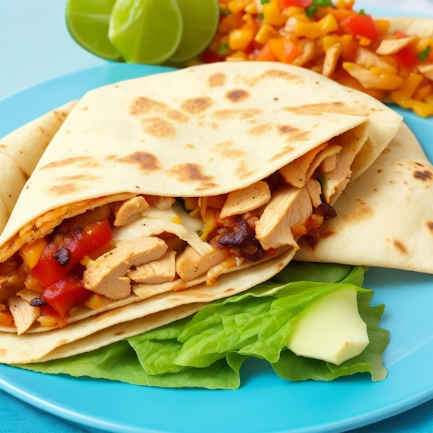 Quesadilla messicana avvolta con pollo