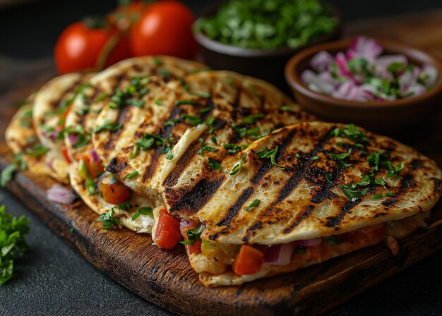 Quesadilla messicana con formaggio di pollo e verdure