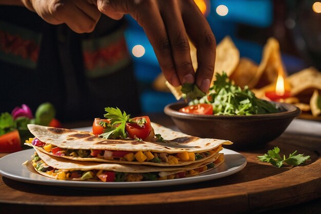 Quesadilla servita in una festa