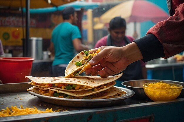 Quesadilla servita in una strada