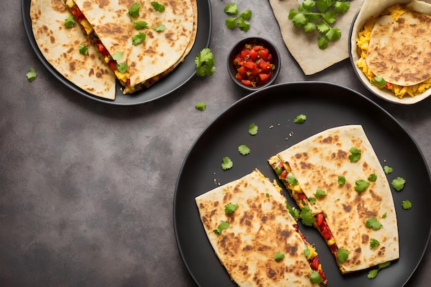 Quesadilla vegetariana fatta in casa con arte generativa al formaggio di AI