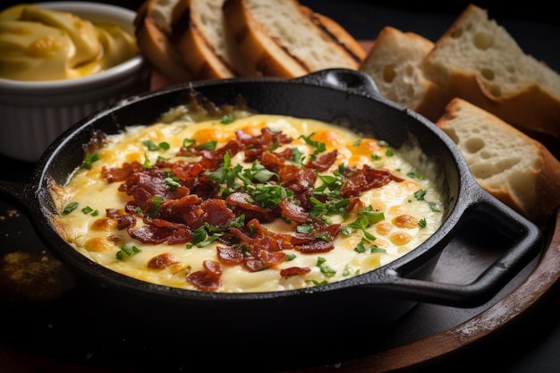 Queso Fundido con formaggio fuso e chorizo