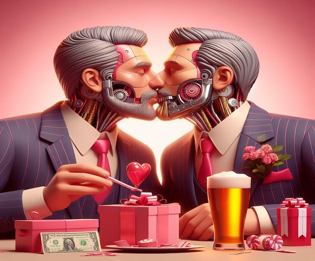 Questa bellissima illustrazione è stata generata per il Giorno Internazionale del Bacio e il Giorno di San Valentino