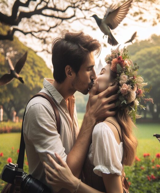 Questa carina immagine 3D è generata per il Giorno Internazionale del Bacio e il Giorno di San Valentino