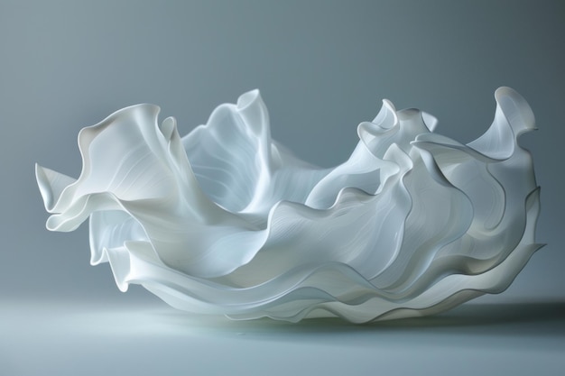 Questa è una foto in primo piano di un oggetto lucido con forme organiche fluide e curve fluide che ricordano petali o forme liquide background astratto forme fluide e fiori