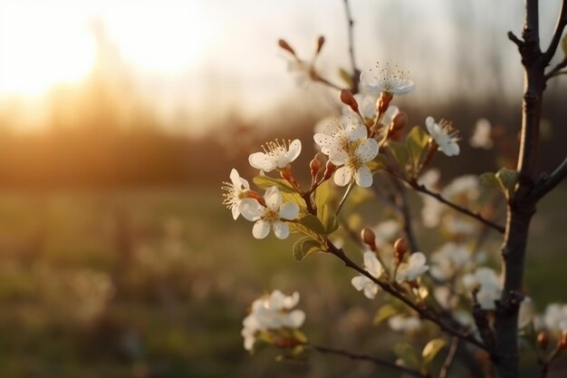Questa foto cattura la straordinaria bellezza della primavera con i ciliegi in fiore che generano ai