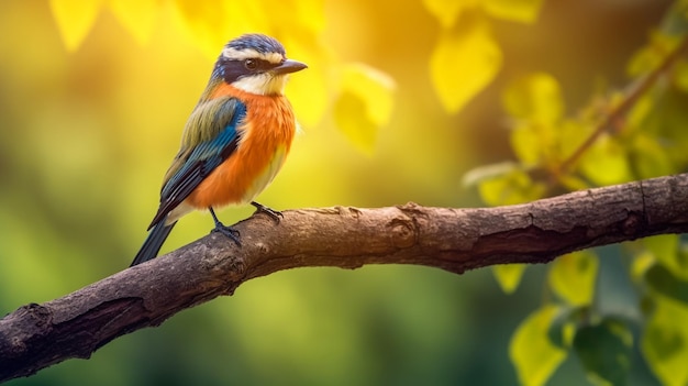 Questa foto cattura le meraviglie della vita degli uccelli in natura L'uccello è mostrato nel suo habitat naturale circondato da una vegetazione lussureggiante e uno splendido scenario. Ricorda la bellezza e la diversità della vita