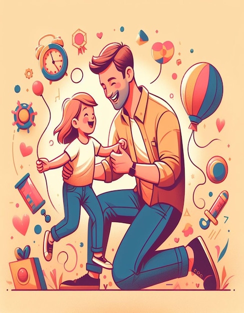 Questa illustrazione 3D è progettata per Happy Fathers day