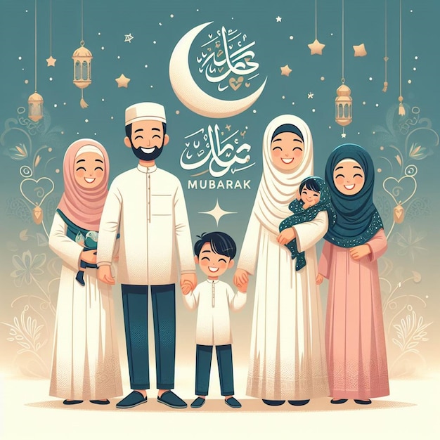 Questa illustrazione è fatta per Eid al Fitr Eid al Adha e Mahe Ramadan