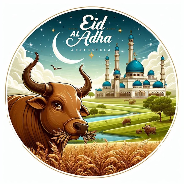 Questa illustrazione è incisa per l'evento islamico Eid Ul Adha