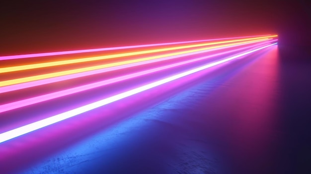 Questa illustrazione mostra un effetto di luce al neon 3D diretto che è come una scia di luce