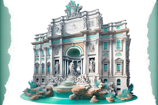 Questa illustrazione raffigura l'iconica Fontana di Trevi Fonte di Trevi a Roma, in Italia