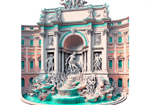 Questa illustrazione raffigura l'iconica Fontana di Trevi Fonte di Trevi a Roma, in Italia